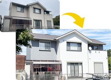 外壁塗装工事の施工前と施工後